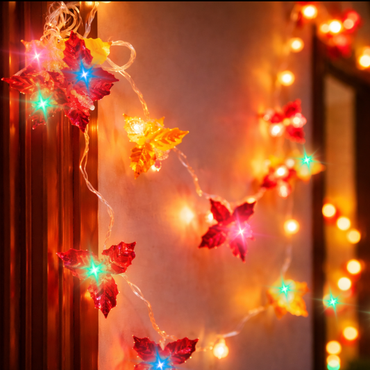 KT-L-153 Decorative LED Leaf String Light, Multicolor