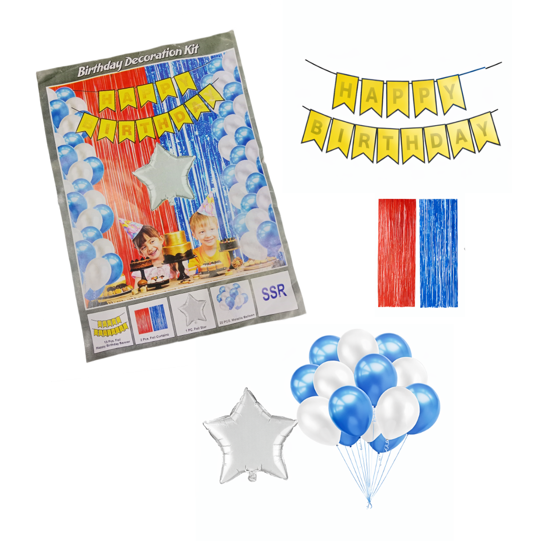 20353 Happy Birthday Party Decorations for men 35pcs with HAPPY BIRTHDAY Foil Curtains Balloons with Star Foil for Boys