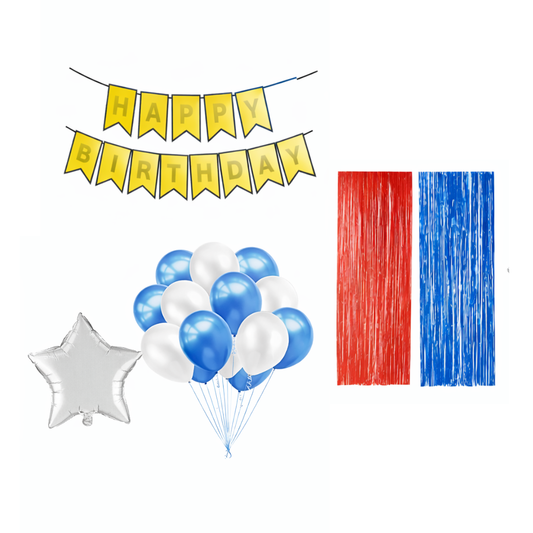 20353 Happy Birthday Party Decorations for men 35pcs with HAPPY BIRTHDAY Foil Curtains Balloons with Star Foil for Boys
