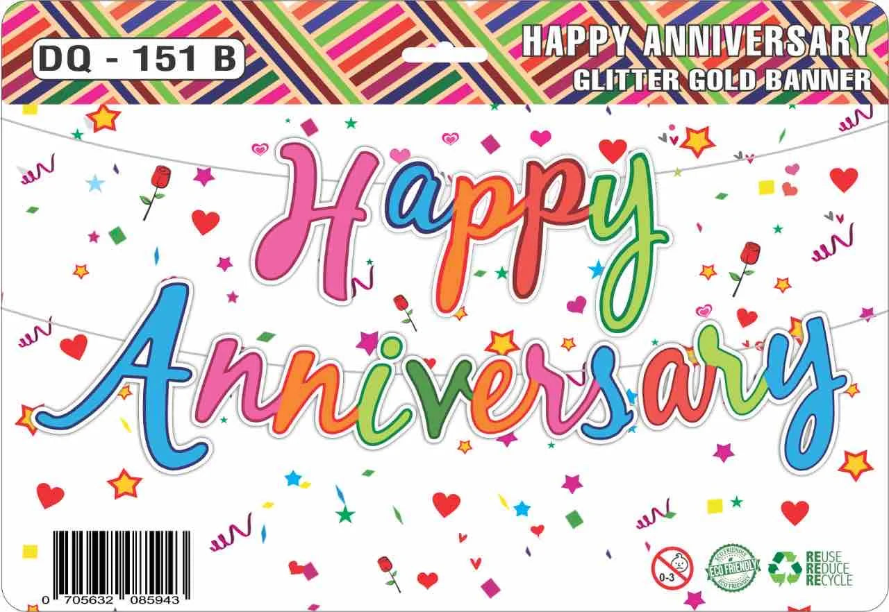 8040 (6 pcs) Happy Anniversary Glitter Multi Banner