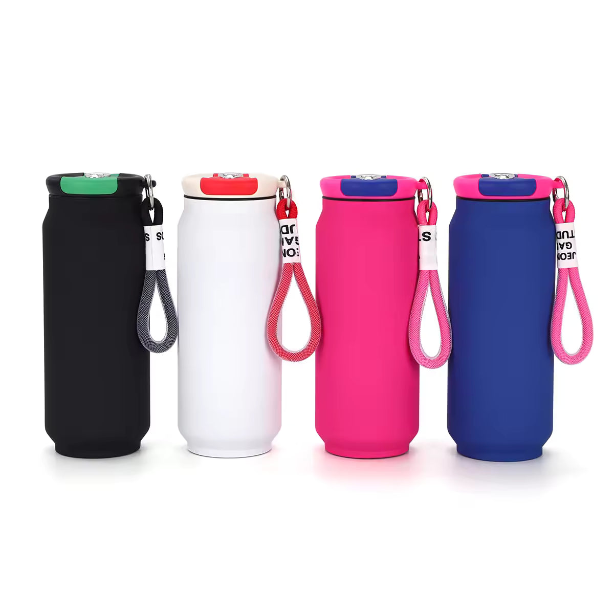 20527  {500 ML} 304 Stainless Steel Vacuum Cup Bottle with Fashion Rope Carrying Loop {Multicolor}