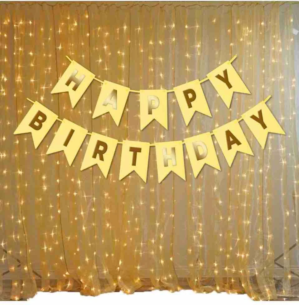 9051 Happy Birthday Paper Banner V cut, For Decoration random colour