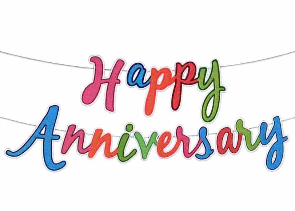 8040 (6 pcs) Happy Anniversary Glitter Multi Banner