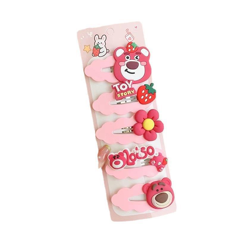 20166 Set of 6 Girls Hair Clips Set, Random Theme, Cute Cartoon Characters, Flower and Bunny Designs {Multicolor}