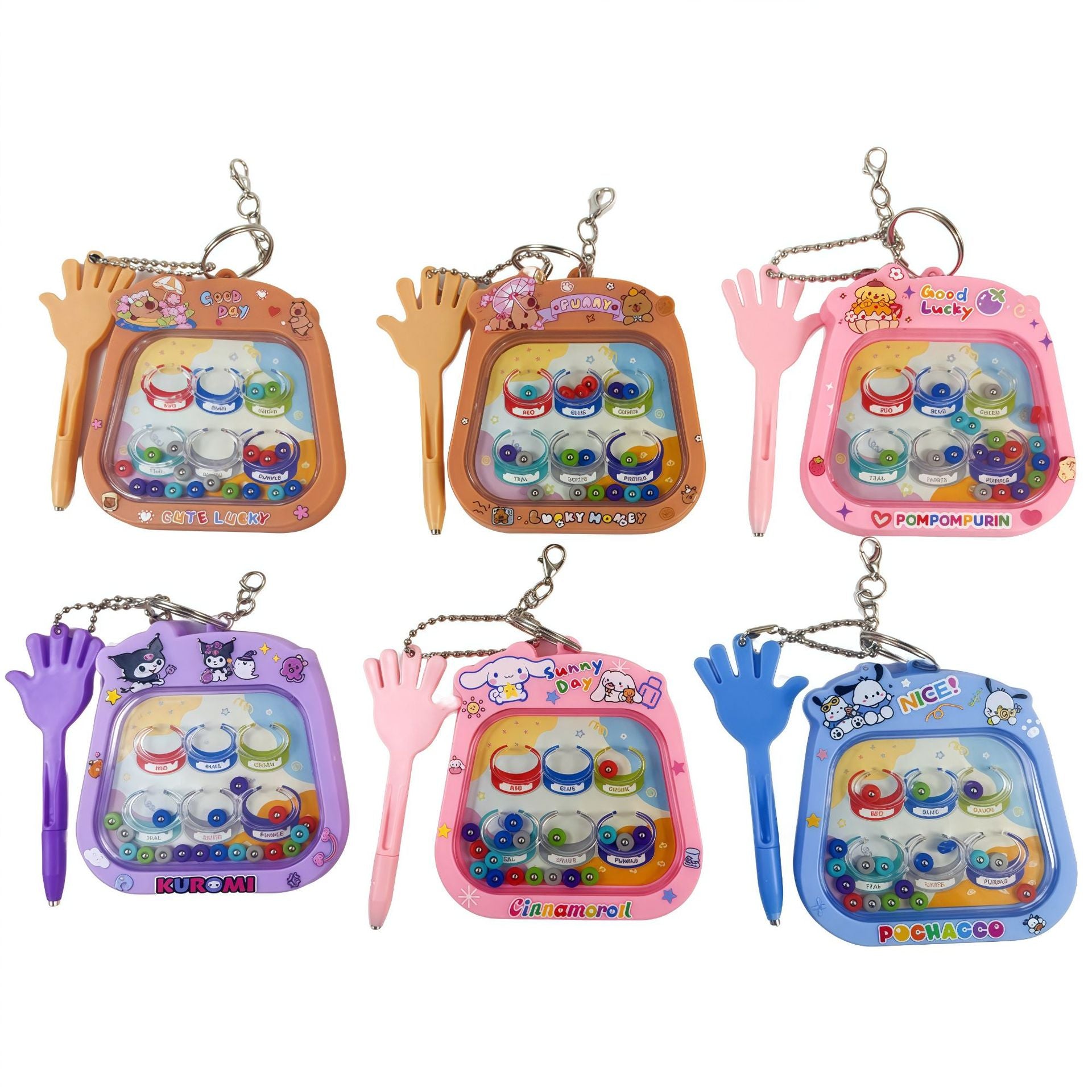 20546 Creative Cartoon Magnetic Steel Ball Rolling Ball Small Drawing Board Keychain Decompression Kidsren's Student School Bag Pendant Birthday Gift