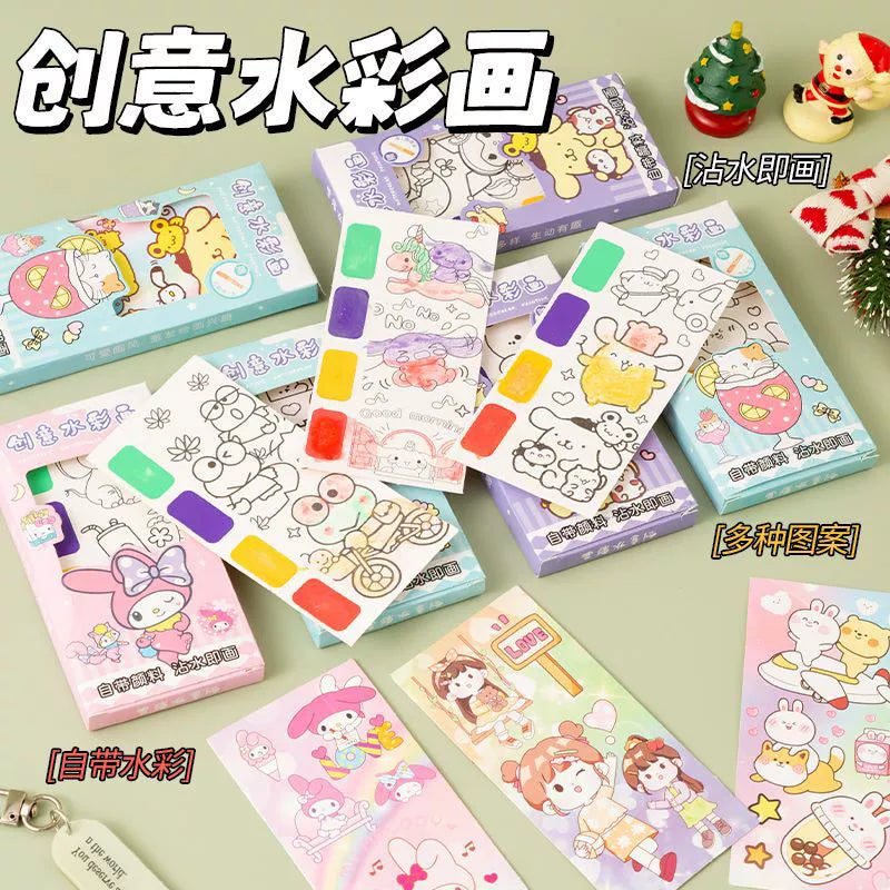 MY-168  Children's Watercolor Creative Scratch Painting Graffiti Sticks Dip Water Painting Color Filling with Pigment Gouache