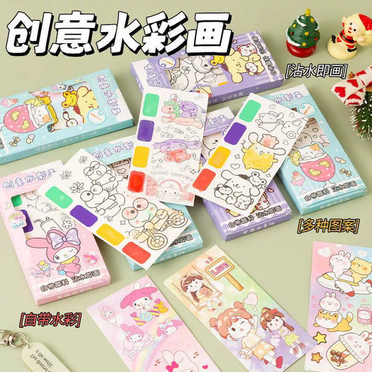 MY-168  Children's Watercolor Creative Scratch Painting Graffiti Sticks Dip Water Painting Color Filling with Pigment Gouache