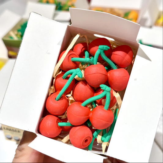 QH-8255 1 Box 6 pcs Mini Cute Fruit Eraser {Random Design }