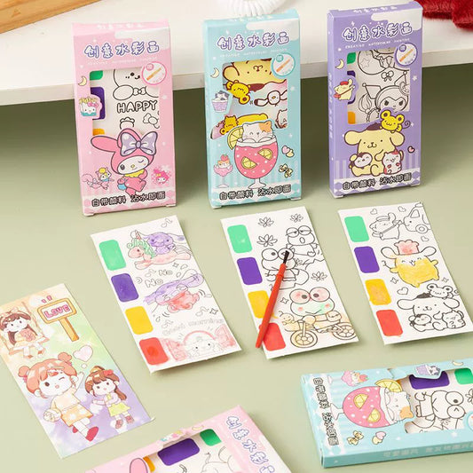 MY-168  Children's Watercolor Creative Scratch Painting Graffiti Sticks Dip Water Painting Color Filling with Pigment Gouache