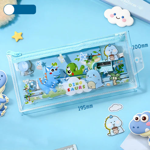 389   6-Piece Cute Kids Stationery Set with Clear Zipper Pouch {Multicolor}