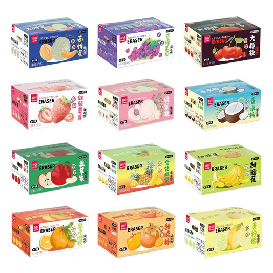 QH-8255 1 Box 6 pcs Mini Cute Fruit Eraser {Random Design }