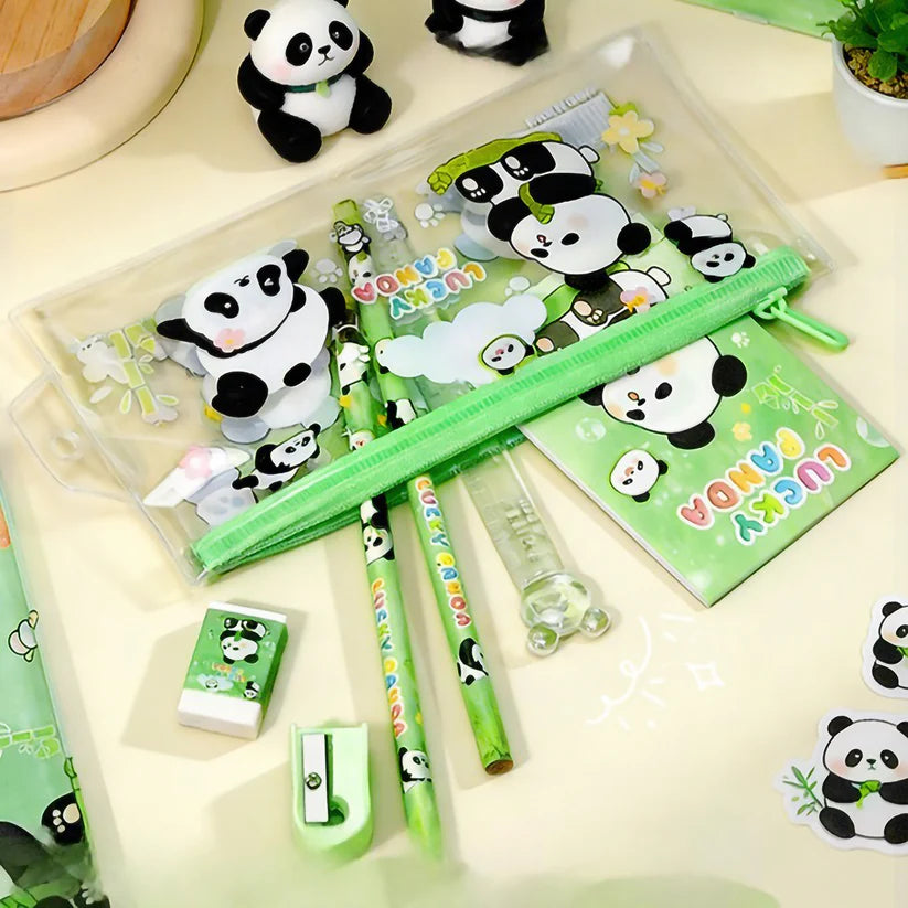 389   6-Piece Cute Kids Stationery Set with Clear Zipper Pouch {Multicolor}