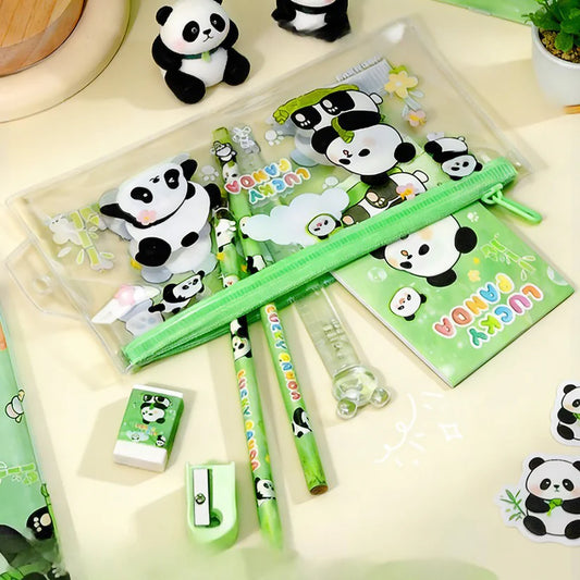 389   6-Piece Cute Kids Stationery Set with Clear Zipper Pouch {Multicolor}