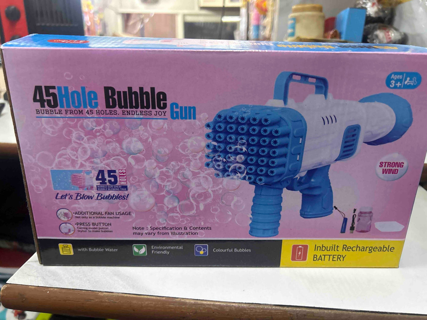 20124 45 Holes Big Bubbles Gatling Machine, Battery Operated Electric Gun Toy Toy Bubble Maker