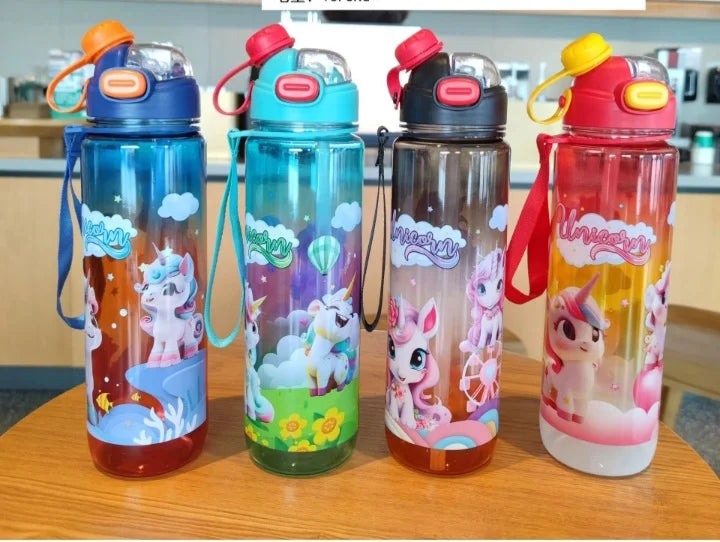 20055 Cartoon Unicorn Water Bottle for Kids {Random Color}