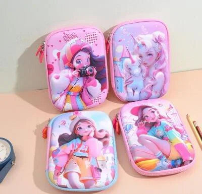 10557 Cute Girl Stationery Pouch – 3D Design Pencil Pouch – Premium Zipper Perfect for School, College & Art Supplies Art EVA Pencil Box {Random Design}