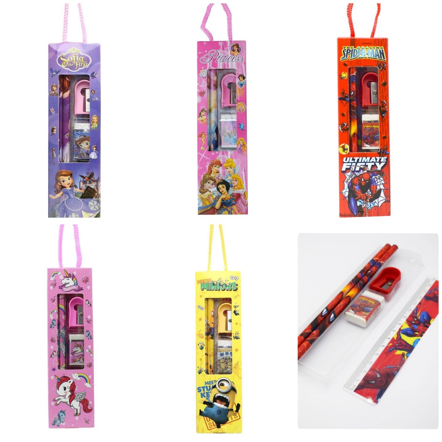20181 Stationery Gift Set for Kids for Small Gift Sets Mix Designer Set Box Included 2 Pencils, 1 Scale, 1 Eraser and 1 Sharpener Birthday Return Gift