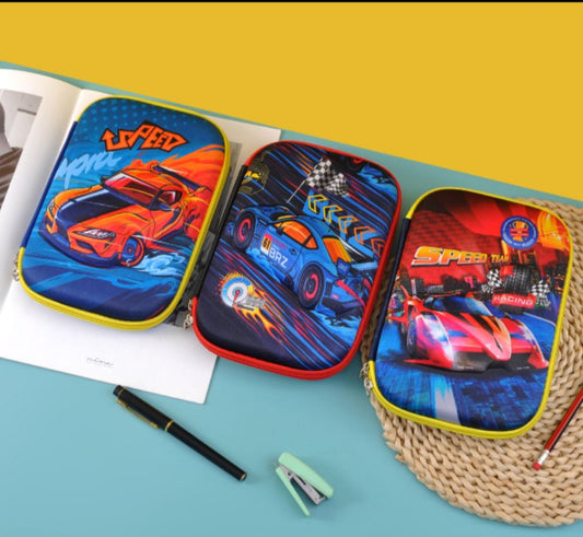 5976 Stylish Racing Car Printed Pen Pencil Pouches for Kids 3+|1PCs Random Case for Boys & Girls Stationary Item Organizer Multi-Purpose Travel, Cosmetic Pouch Birthday Gift for Children