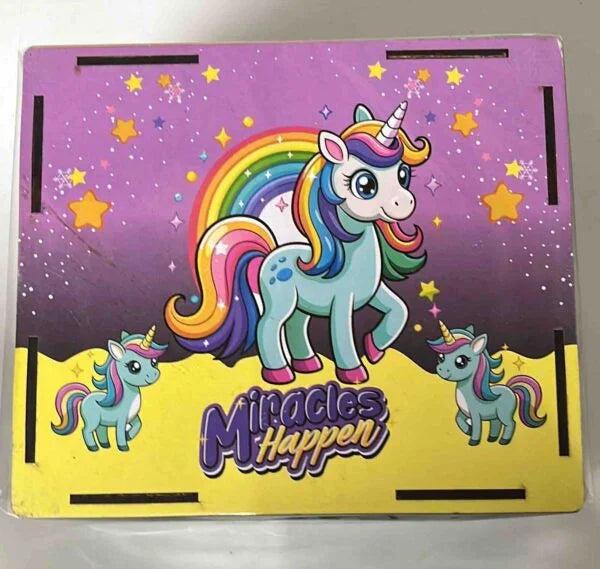 11337 -100000 Money Saving Challenge Box | Reusable Wooden Unicorn Money Bank