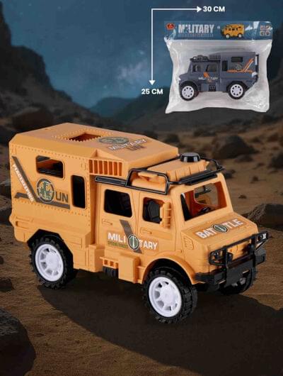 MD3096 Transport Truck Toy for Ki-ds | Pull-Back Friction Powered Army Jeep {Multicolor}