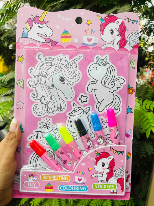 8009 Painting Stationery Kit, 6 Drawing Sheets with Easel, Water Based Colours Sketch {Random Color}