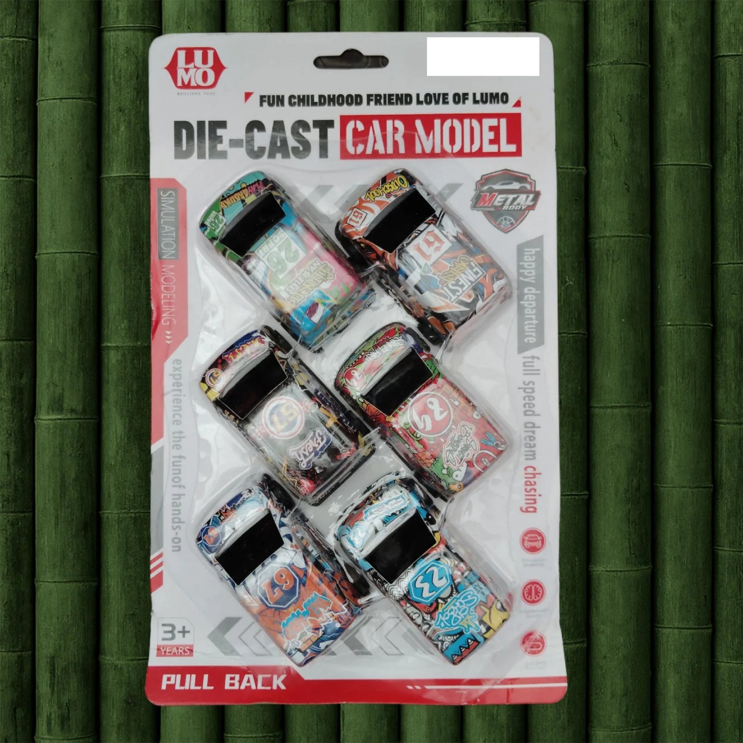 123-12C Car Set of 6 Toy for Kids, Small Racing Pull Back Car, Diecast Model