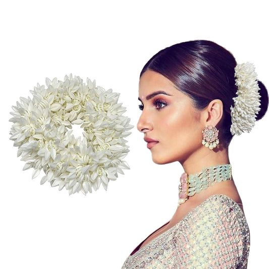 20633 Scented Jasmine Mogra Gajra plain white Phool Hair Accessories For Women & Girls