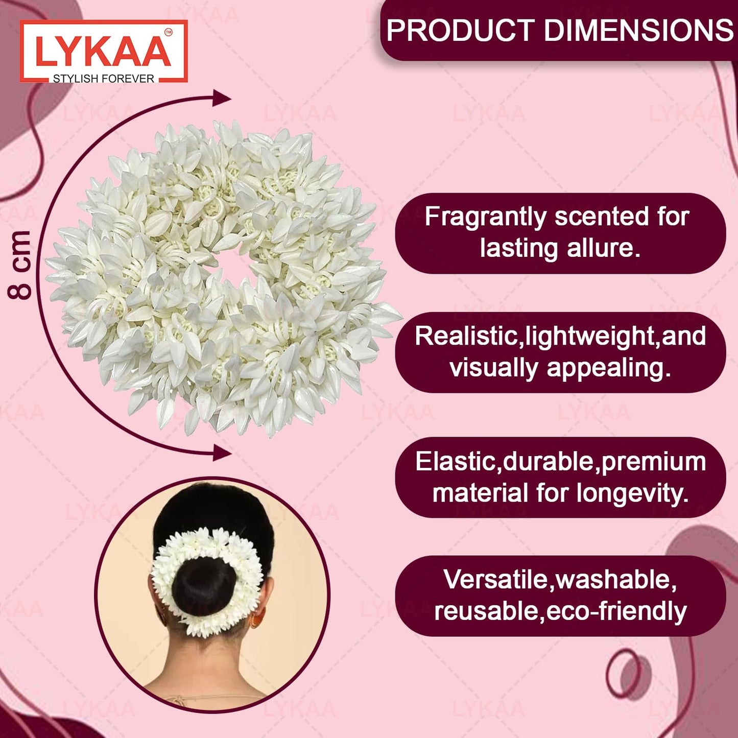 20633 Scented Jasmine Mogra Gajra plain white Phool Hair Accessories For Women & Girls