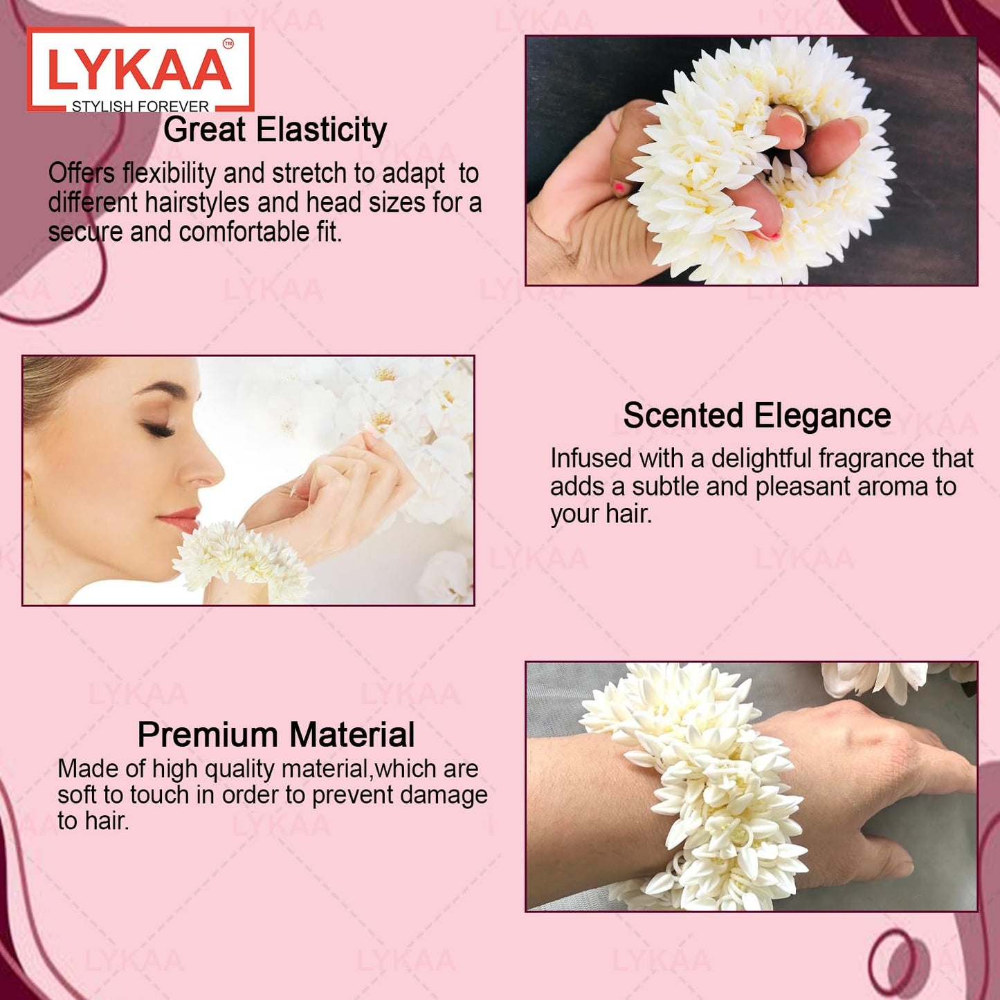 20633 Scented Jasmine Mogra Gajra plain white Phool Hair Accessories For Women & Girls
