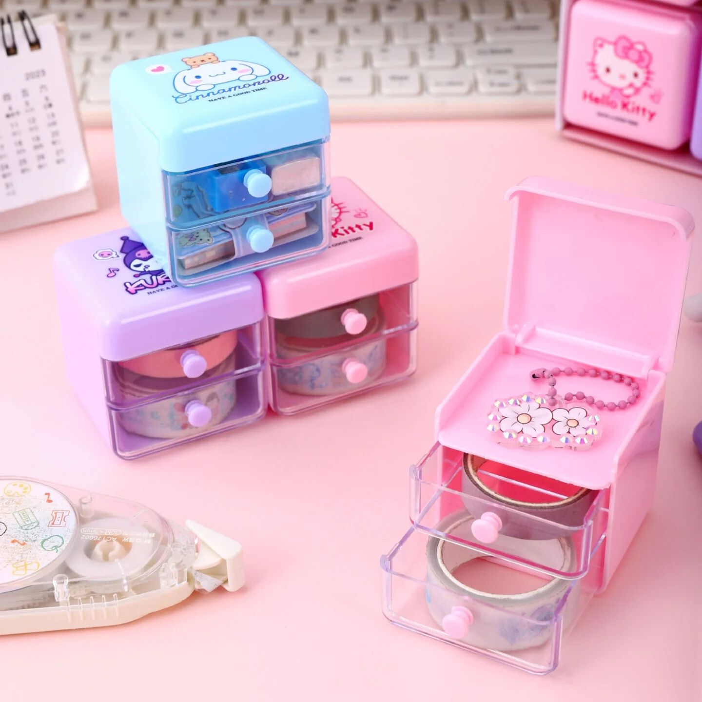 20638 Sanrio Mini Desk Storage Organizer with Drawer {Random Color}