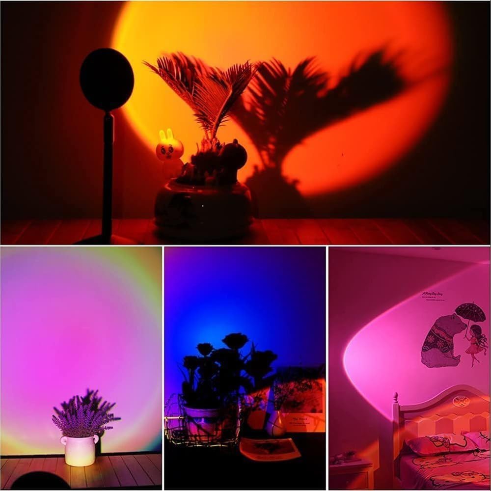 20641   16-Color Sunset Projection Lamp with Remote & USB | 360° Rotating LED Light for Ambiance, Selfies, Parties & Home Décor