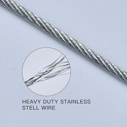 20644 Heavy Duty Clothes Drying Rope 10 Meter with Hooks | Strong Steel Clothesline for Balcony, Travel, Camping & Home Use