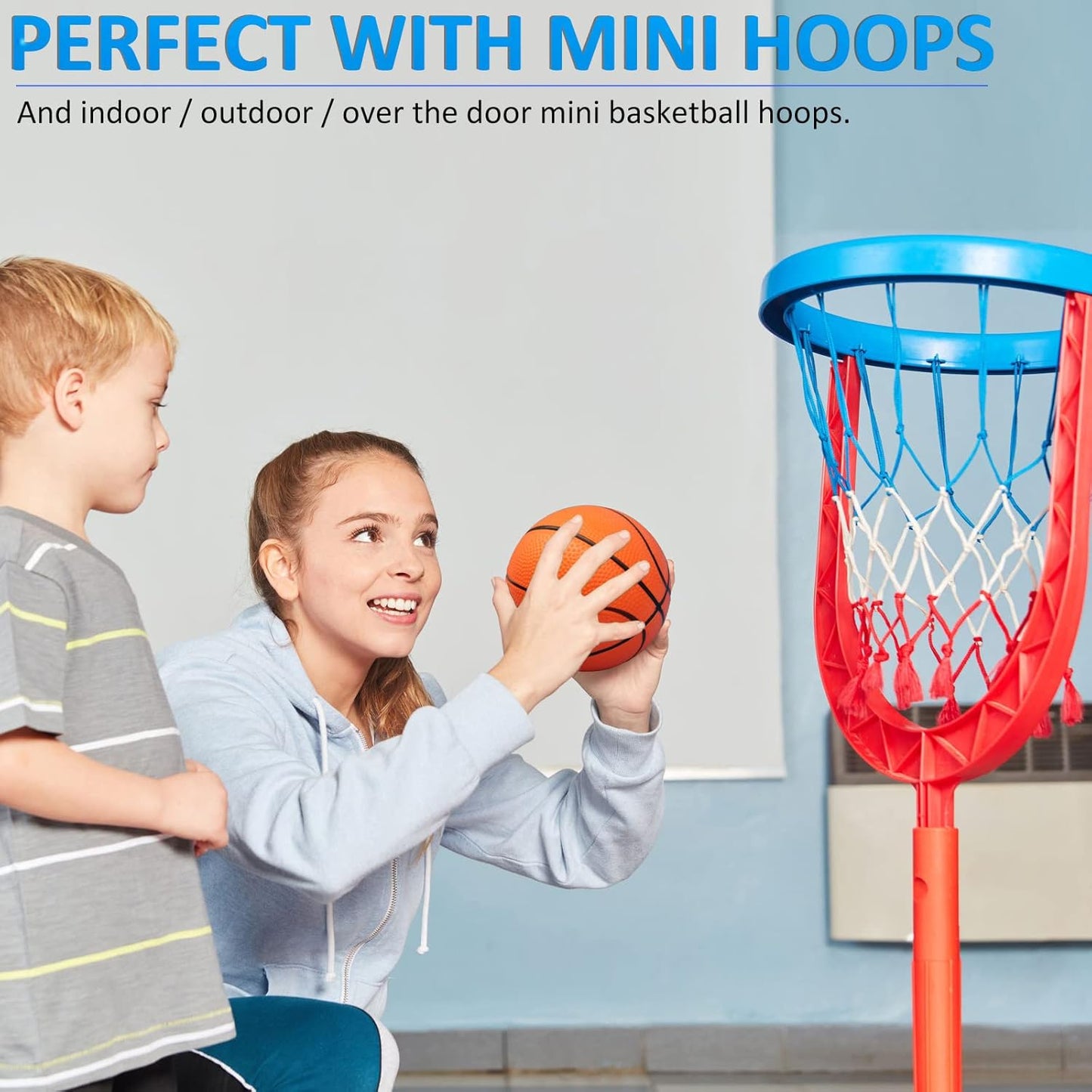 20648 Mini Basketball for Kids, Soft Rubber Indoor Outdoor Bouncy Ball