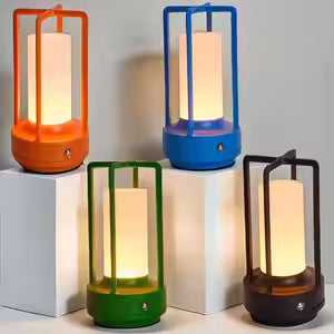 20710 Cordless Table Lamp, Lumisom Crystal Lantern Lamp, Rechargeable Battery Powered Portable LED Desk Lamp, 3 Color Stepless Dimming Touch {Random Color}