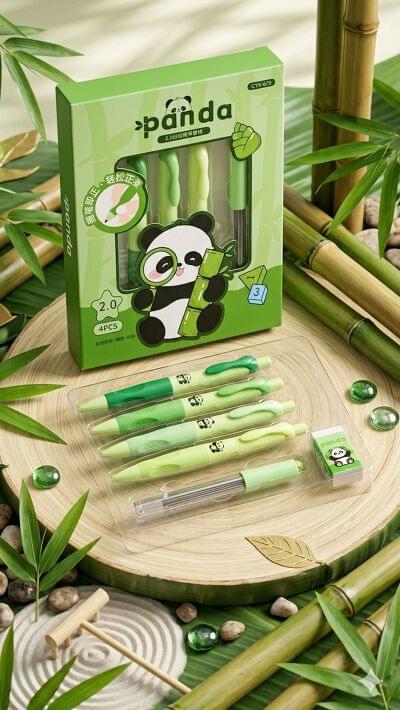 CYX-679 Cute Panda Cartoon Pencil Set of 5