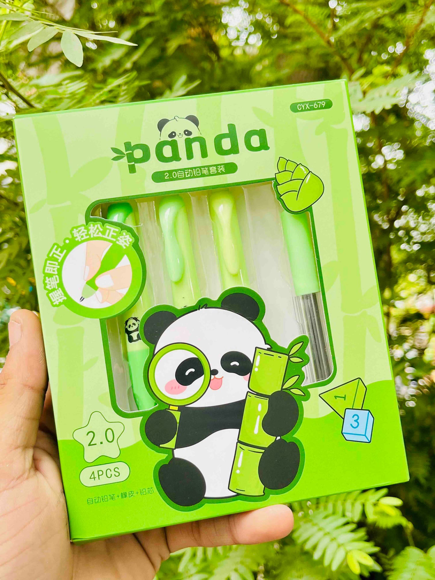 CYX-679 Cute Panda Cartoon Pencil Set of 5