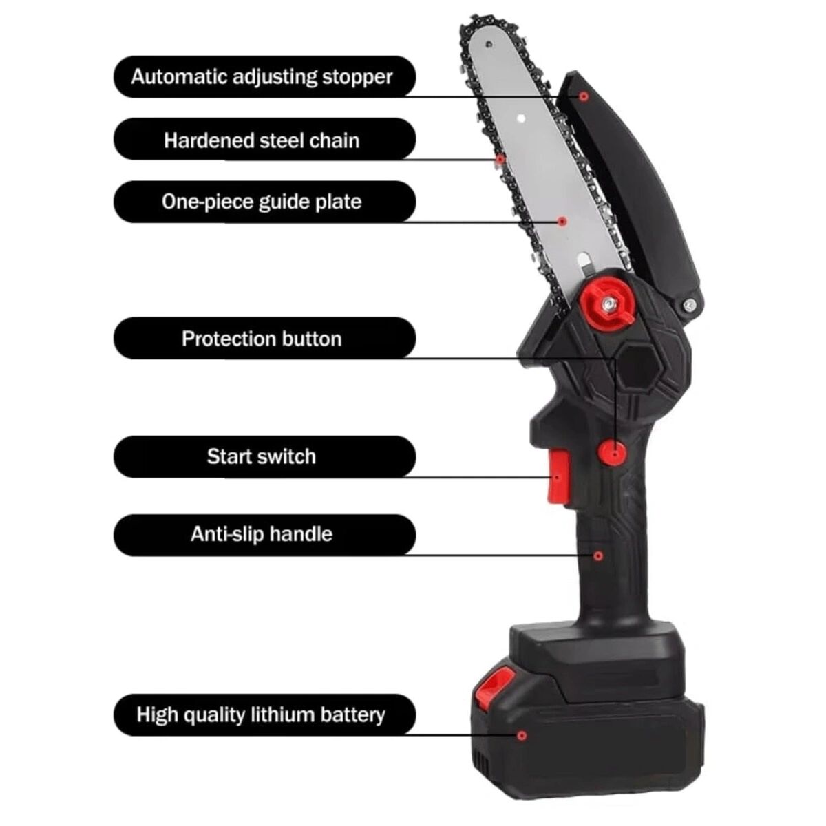 20830   48V Mini Cordless Chain Saws Battery Power Electric Heavy Duty Battery Hand Saw 6inch