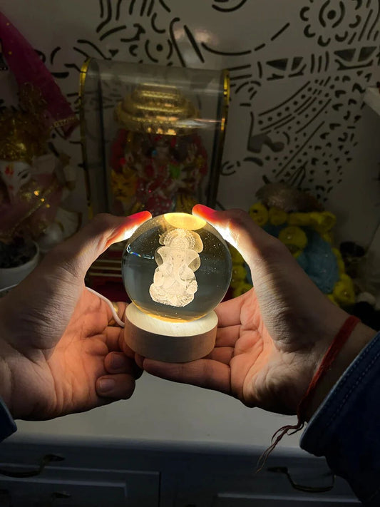 RG-405 GAJANAN GANESH 3D CRYSTAL BALL LAMP