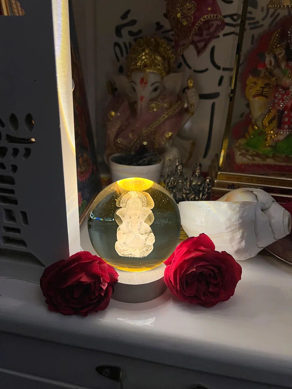 RG-405 GAJANAN GANESH 3D CRYSTAL BALL LAMP