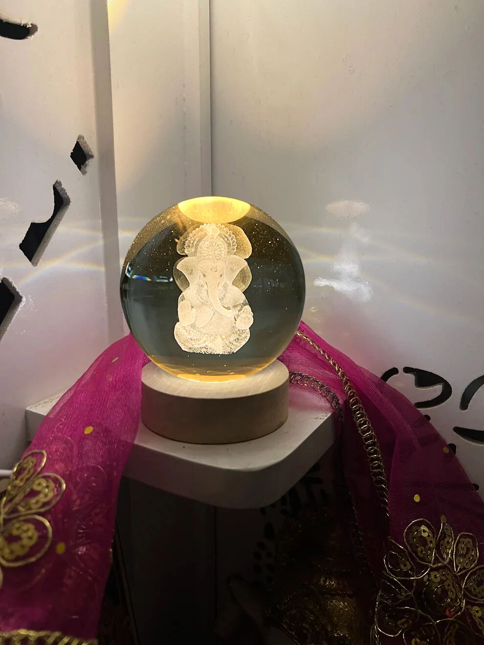 RG-405 GAJANAN GANESH 3D CRYSTAL BALL LAMP