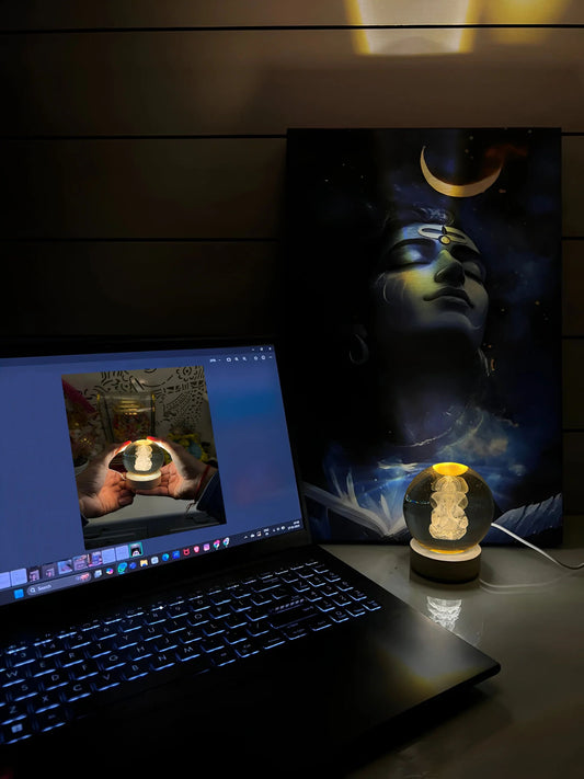 RG-405 GAJANAN GANESH 3D CRYSTAL BALL LAMP