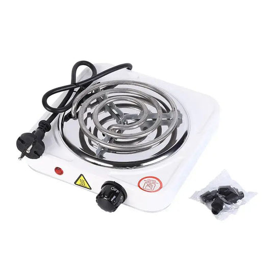 MP-2302 Single Burner Electric Coil Hot Plate, White, Steel, 1000 Watts, Adjustable Temperature Control, Corded Electric