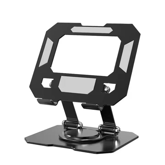 P2 Premium Adjustable Foldable Metal Mobile & Tablet Stand for Desk, Office, Study, Kitchen & Gaming – Heavy Duty 360° Rotating Multi-Angle Mobile Compatible with All Smartphones(Black/Silver)