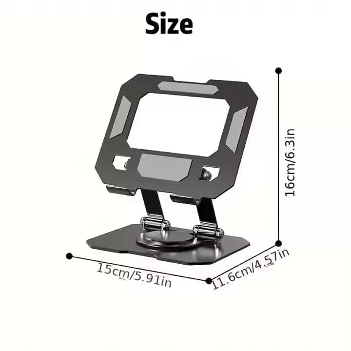 P2 Premium Adjustable Foldable Metal Mobile & Tablet Stand for Desk, Office, Study, Kitchen & Gaming – Heavy Duty 360° Rotating Multi-Angle Mobile Compatible with All Smartphones(Black/Silver)