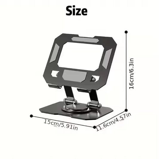 P2 Premium Adjustable Foldable Metal Mobile & Tablet Stand for Desk, Office, Study, Kitchen & Gaming – Heavy Duty 360° Rotating Multi-Angle Mobile Compatible with All Smartphones(Black/Silver)