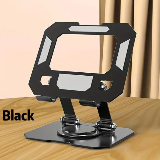 P2 Premium Adjustable Foldable Metal Mobile & Tablet Stand for Desk, Office, Study, Kitchen & Gaming – Heavy Duty 360° Rotating Multi-Angle Mobile Compatible with All Smartphones(Black/Silver)