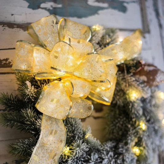 YGD-17  Gold Fairy LED Ribbon Strip String Lights Festival Decor for Outdoor Tree Garden Indoor Party Supplies {2 M}