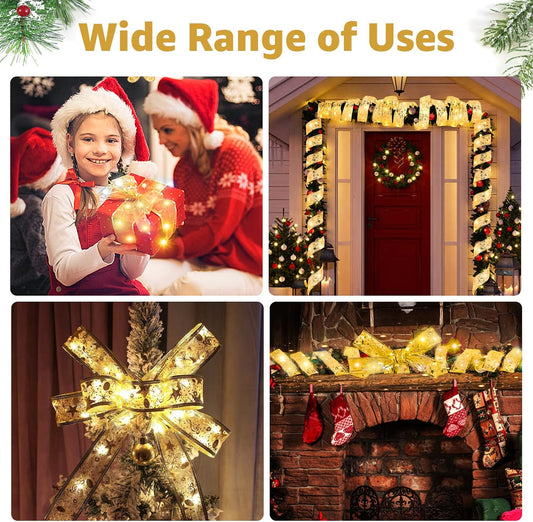 YGD-17  Gold Fairy LED Ribbon Strip String Lights Festival Decor for Outdoor Tree Garden Indoor Party Supplies {2 M}