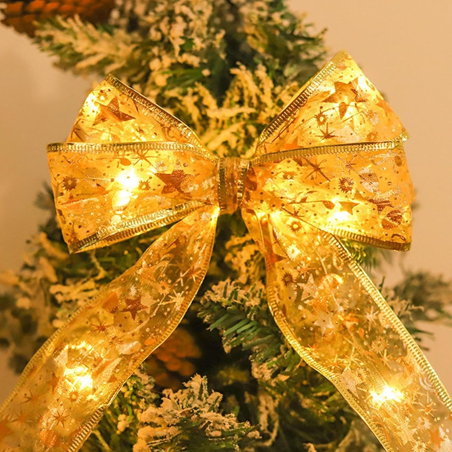 YGD-17  Gold Fairy LED Ribbon Strip String Lights Festival Decor for Outdoor Tree Garden Indoor Party Supplies {2 M}