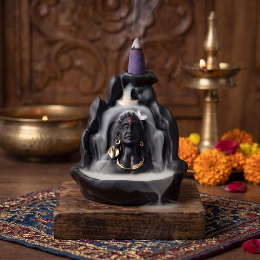 21096 Lord Adiyogi Shiva Statue with Incense Folder, Mahadev Murti for Mandir, Home/Office Decor with Free 10 Incense Cones
